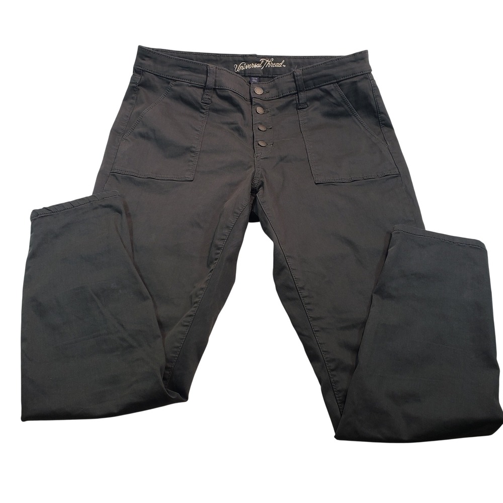 Universal Thread High Rise Skinny Button Fly Pants Olive Green Size 12 31R‎